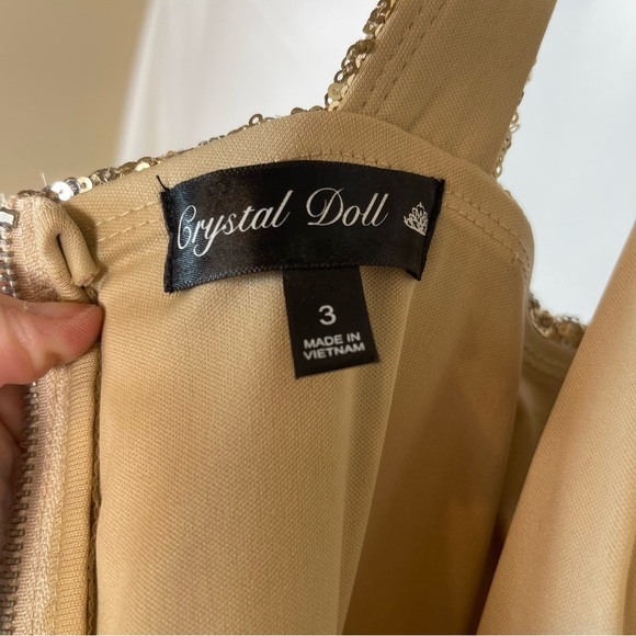 Crystal Doll Gold Sequin Embellished Maxi‎ Gown Size Small - Picture 9 of 9